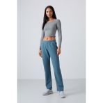 Tommy Life Orman Yeşili Yüksek Bel Cepli Rahat Form Klasik Paça Kadın Eşofman Alt - 94584 - XL