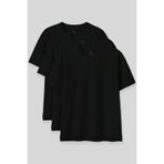 TOMMY LIFE Oversize Fit Basic O Yaka 3lü Paket Siyah Kadın T-Shirt 97285