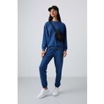 TOMMY LIFE Parlament Basic Pamuklu O Yaka Oversize Lastik Paça Kadın Eşofman Takım - 95287