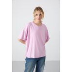 Tommy Life Pembe Penye Modal Yumuşak Tuşeli Oversize Fit Basic Kadın T-Shirt- 97285 - XL