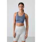TOMMY LIFE Petrol Çapraz Sırt Detaylı Slim Fit U Yaka Pedli Kadın Spor Büstiyer - 97121