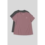 Tommy Life Rahat Form 2li Paket Koyu Gri-Gül Kurusu Büyük Beden Performans Kadın T-Shirt-97308 - Gri - Gül Kurusu - 3XL