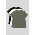 Tommy Life Rahat Form 3lü Paket Siyah-Beyaz-Haki Büyük Beden Performans Kadın T-Shirt-97308 - Siyah - Beyaz - Haki - 4XL