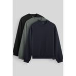 TOMMY LIFE Rahat Form Basic O Yaka 3lü Paket Siyah-Lacivert-Çağla Erkek Sweatshirt 88053
