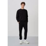 TOMMY LIFE Siyah Casual O Yaka Lastik Paça Pamuklu Erkek Oversize Eşofman Takımı - 85120