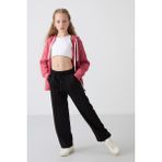 Tommy Life Siyah Cepli Ön Dikiş Detaylı Geniş Paça Kız Çocuk Eşofman Altı -75144 - 10 - 11 Yaş