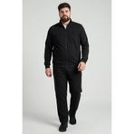 TOMMY LIFE Siyah Dik Yaka Battal Büyük Beden Erkek Eşofman Takım - 85176