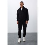 Tommy Life Siyah Kalın Yumuşak Dokulu Comfort Fit Nakışlı Erkek Eşofman Takım - 85269