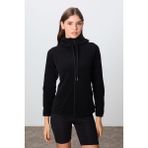 Tommy Life Siyah Kalın Yumuşak Dokulu Kapüşonlu Standart Fit Nakışlı Polar Kadın Sweatshirt -97287