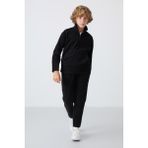 Tommy Life Siyah Kalın Yumuşak Dokulu Standart Fit Nakışlı Polar Erkek Çocuk eşofman Takım - 11218