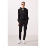 TOMMY LIFE Siyah Kapüşonlu Oversize Kadın Eşofman Takım - 95336