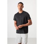 Tommy Life Siyah Nefes Alan Dokulu İnce Esnek Standart Fit Erkek Performans T-Shirt - 88384 - XL