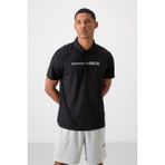 Tommy Life Siyah Nefes Alan Dokulu İnce Esnek Standart Fit Polo Yaka Erkek Performans T-Shirt - 88393 - XL