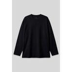 TOMMY LIFE Siyah O Yaka Rahat Form Battal Büyük Beden Uzun Kollu Erkek T-Shirt - 88107