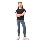 TOMMY LIFE Siyah-Orman Yeşili O Yaka Yan Şerit Detaylı Standart Fit Performans Kız Çocuk Tayt, 11-12 Yaş