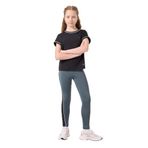 TOMMY LIFE Siyah-Orman Yeşili O Yaka Yan Şerit Detaylı Standart Fit Performans Kız Çocuk Tayt, 8-9 Yaş