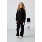 TOMMY LIFE Siyah Pamuklu İçi Tüylü Yumuşak Dokulu Standart Fit Nakışlı Kız Çocuk Eşofman Takım, 8-9 Yaş