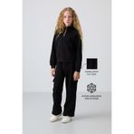 TOMMY LIFE Siyah Pamuklu İçi Tüylü Yumuşak Dokulu Standart Fit Nakışlı Kız Çocuk Eşofman Takım, 9-10 Yaş