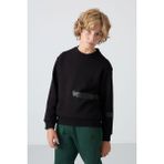 TOMMY LIFE Siyah Pamuklu Kalın İçi Tüylü Yumuşak Dokulu Standart Fit Baskılı Erkek Çocuk Sweatshirt - 11238