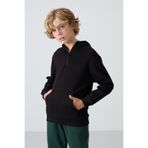 Tommy Life Siyah Pamuklu Kalın İçi Tüylü Yumuşak Dokulu Standart Fit Nakışlı Erkek Çocuk Sweatshirt - 11244