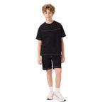 TOMMY LIFE Siyah Pamuklu Oversize Fit Erkek Çocuk Şort Takım, 14-15 Yaş