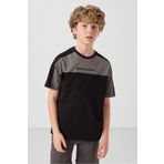 TOMMY LIFE Siyah Pamuklu Yumuşak Dokulu Oversize Fit Nakışlı Erkek Çocuk T-shirt - 11290