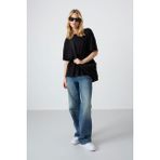 TOMMY LIFE Siyah Penye Modal Yumuşak Tuşeli Oversize Fit Basic Kadın T-Shirt- 97285