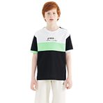 TOMMY LIFE Siyah Renk Geçişli Nakışlı Oversize Erkek Çocuk T-Shirt, 10-11 Yaş
