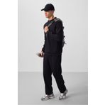 TOMMY LIFE Siyah Yüzeyi Dokulu Oversize Erkek Eşofman Takım - 85275