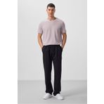 TOMMY LIFE Siyah Yüzeyi Dokulu Rahat Form Palazzo Erkek Pantolon - 82163