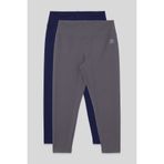 TOMMY LIFE Slim Fit 2li Paket İndigo-Koyu Gri Büyük Beden kadın Tayt - 94650
