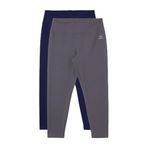 TOMMY LIFE Slim Fit 2'li Paket İndigo-Koyu Gri Büyük Beden Kadın Tayt, XL