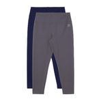 TOMMY LIFE Slim Fit 2'li Paket Kadın Tayt, İndigo-Koyu Gri, 4XL Beden