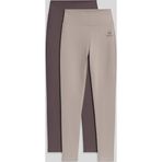 TOMMY LIFE Slim Fit 2li Paket Kahverengi-Koyu Bej Kadın Kapri Tayt - 94011