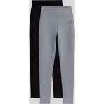 TOMMY LIFE Slim Fit 2li Paket Siyah-Gri Melanj Kadın Kapri Tayt - 94011