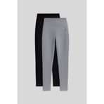 TOMMY LIFE Slim Fit 2li Paket Siyah-Gri Melanj Kadın Tayt - 94011