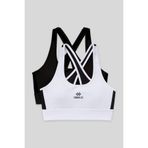 TOMMY LIFE Slim Fit U Yaka 2li Paket Siyah-Beyaz Kadın Spor Büstiyer - 97121