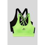 Tommy Life Slim Fit U Yaka 2li Paket Siyah-Neon Sarı Kadın Spor Büstiyer - 97121
