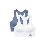 TOMMY LIFE Slim Fit U Yaka 2li Paket Spor Büstiyer, Petrol-Beyaz, S Beden