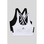TOMMY LIFE Slim Fit U Yaka 2'li Paket Spor Büstiyer, Siyah-Beyaz, M Beden