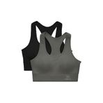 TOMMY LIFE Slim Fit U Yaka 2li Paket Spor Büstiyer, Siyah-Çağla, L Beden