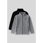 TOMMY LIFE Standart Fit 2li Paket Siyah-Gri Melanj Erkek Çocuk Polar Sweatshirt - 11223