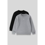 TOMMY LIFE Standart Fit 2li Paket Siyah-Gri Melanj Erkek Çocuk Sweatshirt - 11232