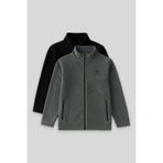 TOMMY LIFE Standart Fit 2li Paket Siyah-Haki Erkek Çocuk Polar Sweatshirt - 11223