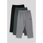 TOMMY LIFE Standart Fit 3lü Paket Siyah-Haki-Gri Melanj Erkek Kapri - 83102