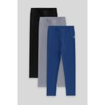 TOMMY LIFE Standart Fit Basic 3lü Paket Siyah-Gri-İndigo Kız Çocuk Tayt - 75047