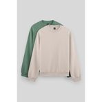 TOMMY LIFE Standart Fit Basic O Yaka 2li Paket Bej-Çağla Erkek Sweatshirt - 88053