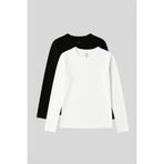TOMMY LIFE Standart Fit Basic O Yaka 2li Paket Siyah-Beyaz Kadın T-Shirt - 97312