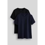 TOMMY LIFE Standart Fit Basic O Yaka 2li Paket Siyah-Lacivert Erkek T-Shirt - 87911