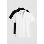 TOMMY LIFE Standart Fit Basic Polo Yaka 2li Paket Siyah-Beyaz Erkek T-Shirt - 87748